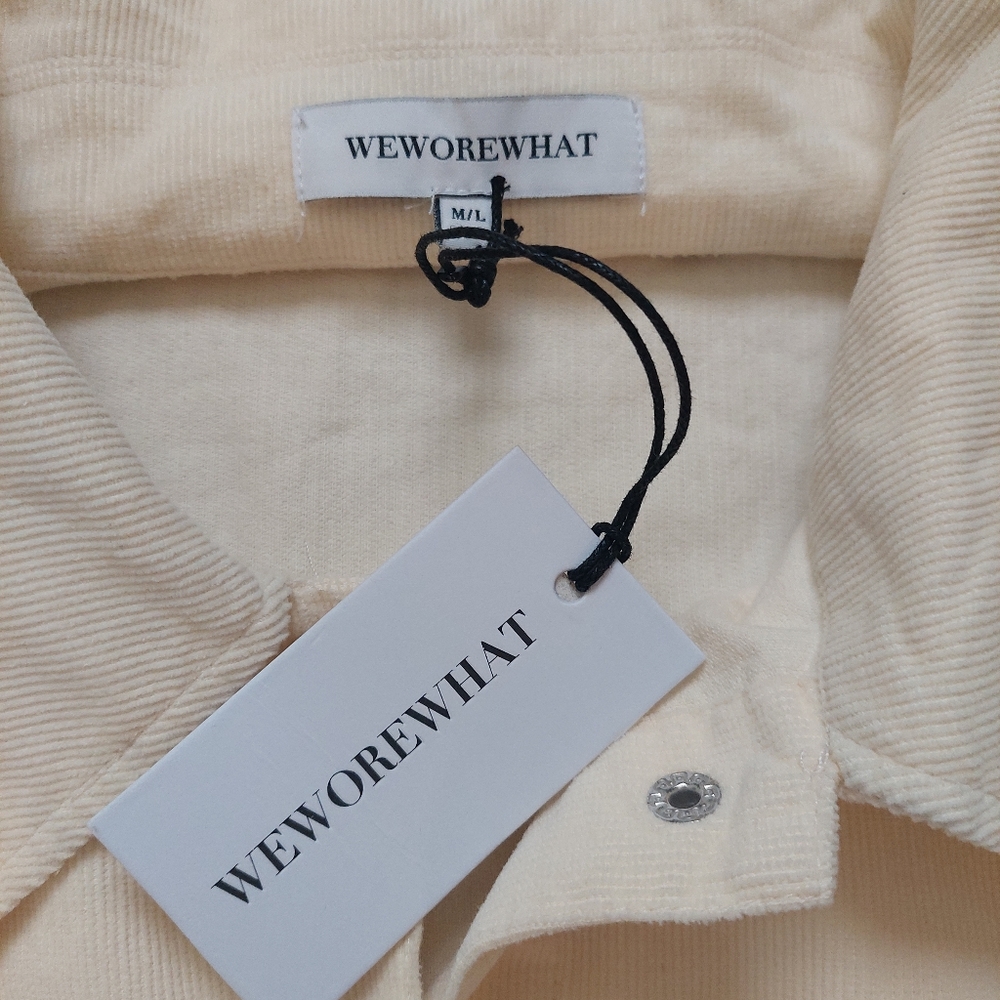 WeWoreWhat Pale Yellow Cordoroy Oversized Shirt Size M/L - Picture 2 of 5